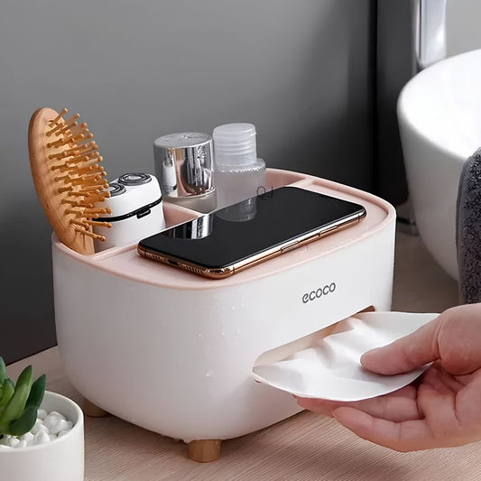 ECOCO Tissue Box โ Modern Countertop Tissue Dispenser With Multifunctional Holder