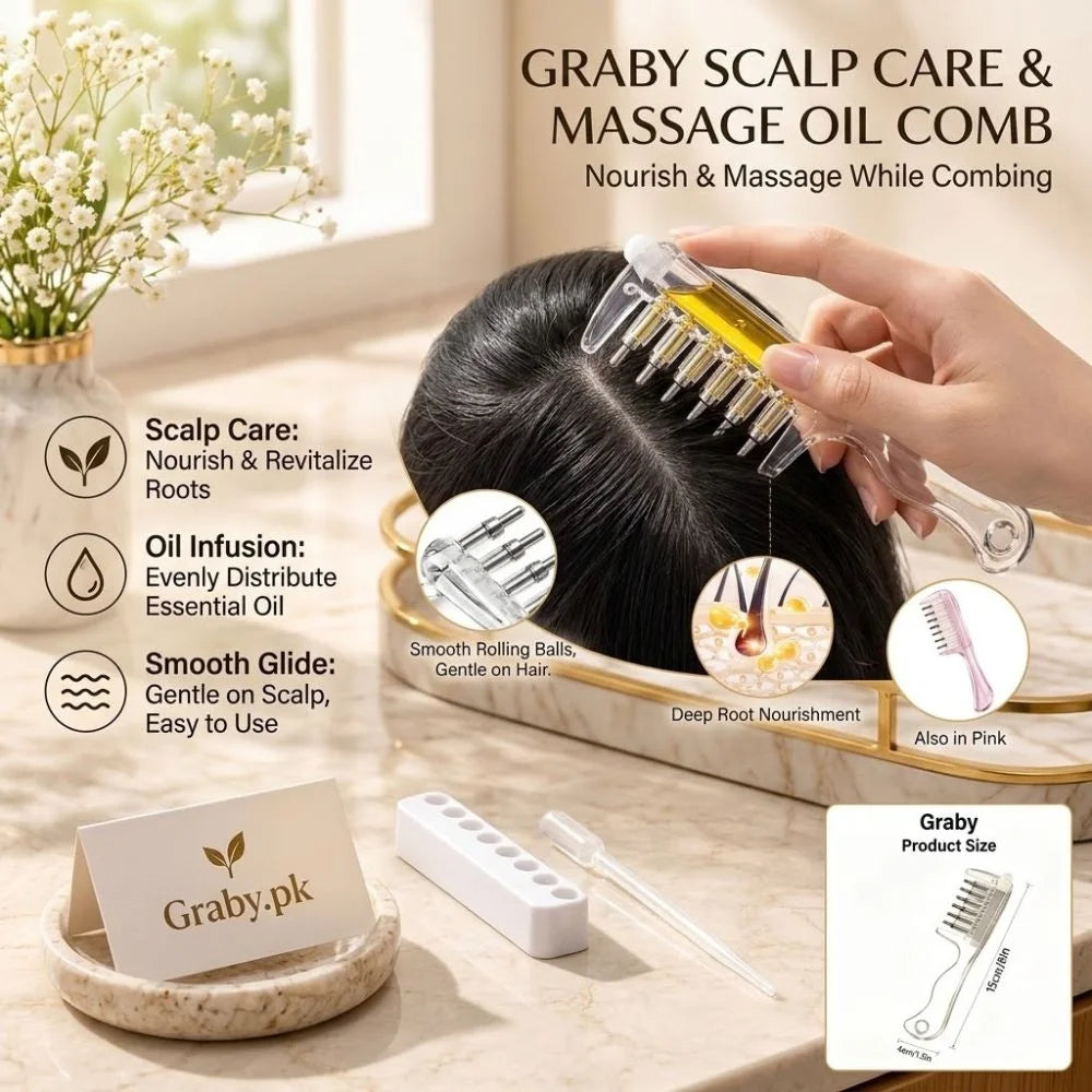 Transparent Scalp Massaging Oil Applicator Comb