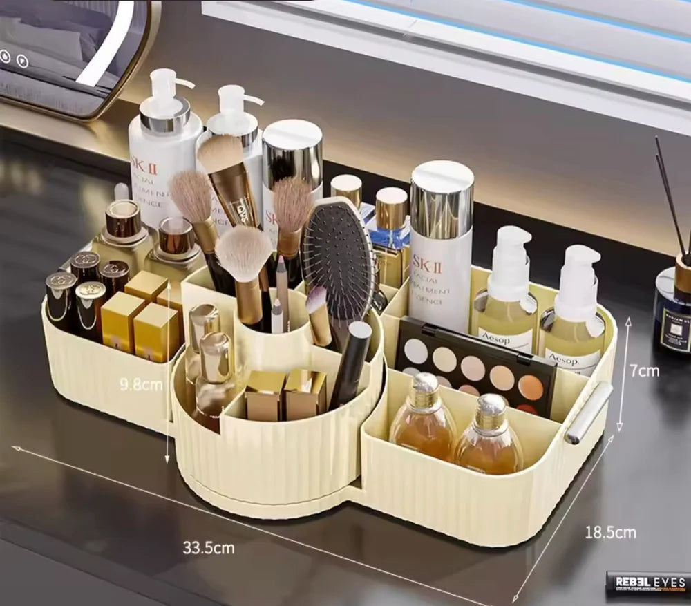 Large Capacity Rotating Cosmetic Organizer – Spacious Makeup Storage & Display Rack