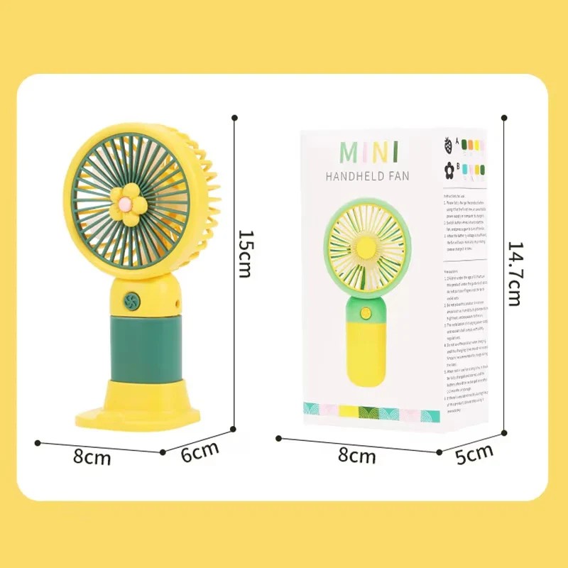 Portable Mini Rechargeable USB Handheld Fan with Desktop Stand – Personal Cooling Fan (Random Color)