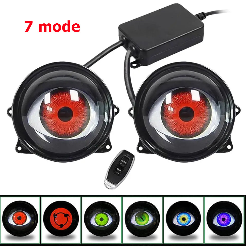3" Car Devil Eyes Lens Lights — Dynamic Demon Red Eye Headlight Assembly