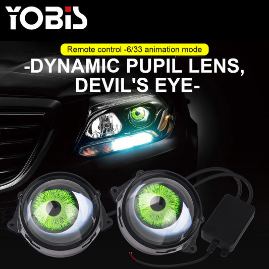 3" Car Devil Eyes Lens Lights — Dynamic Demon Red Eye Headlight Assembly