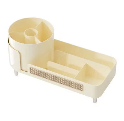 360° Rotating Cosmetic Organizer with Pen Holder – Makeup Storage & Display Case