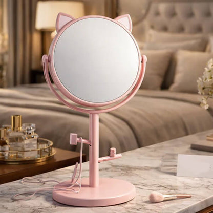 360° Rotating Vanity Makeup Mirror with Jewelry Organizer Tray