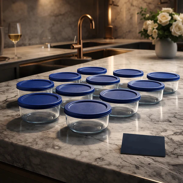 5-Piece Luxury Glass Food Storage Bowl Set with Airtight Lids – Kitchen Organizer & Meal Prep Containers