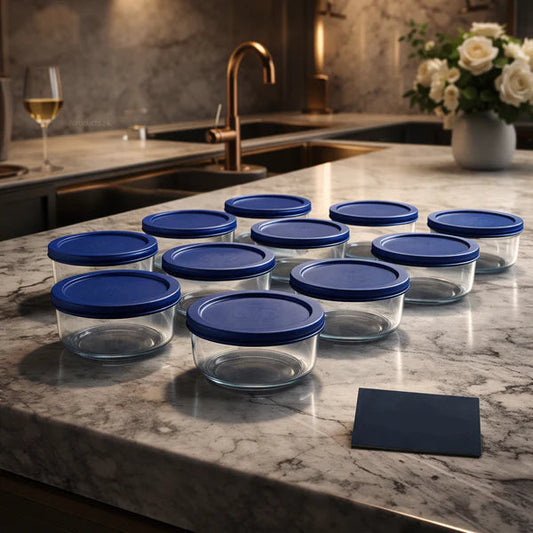 5-Piece Luxury Glass Food Storage Bowl Set with Airtight Lids – Kitchen Organizer & Meal Prep Containers