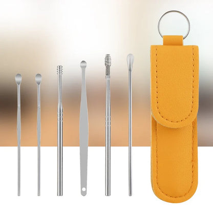 6-Piece Stainless Steel Ear Pick Set – Reusable Ear Cleaning Tool Kit