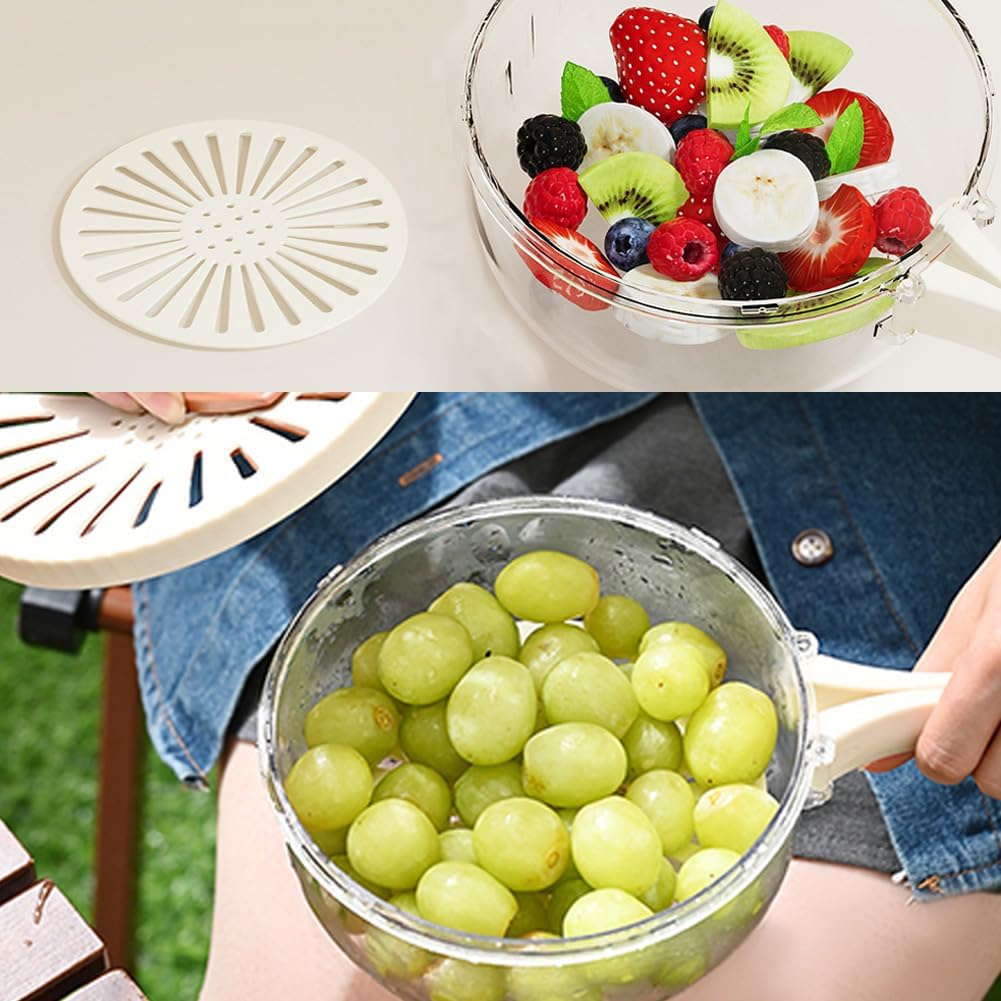 3-in-1 Fruit Washing & Draining Bowl with Strainer Lid: Wash, Drain & Store