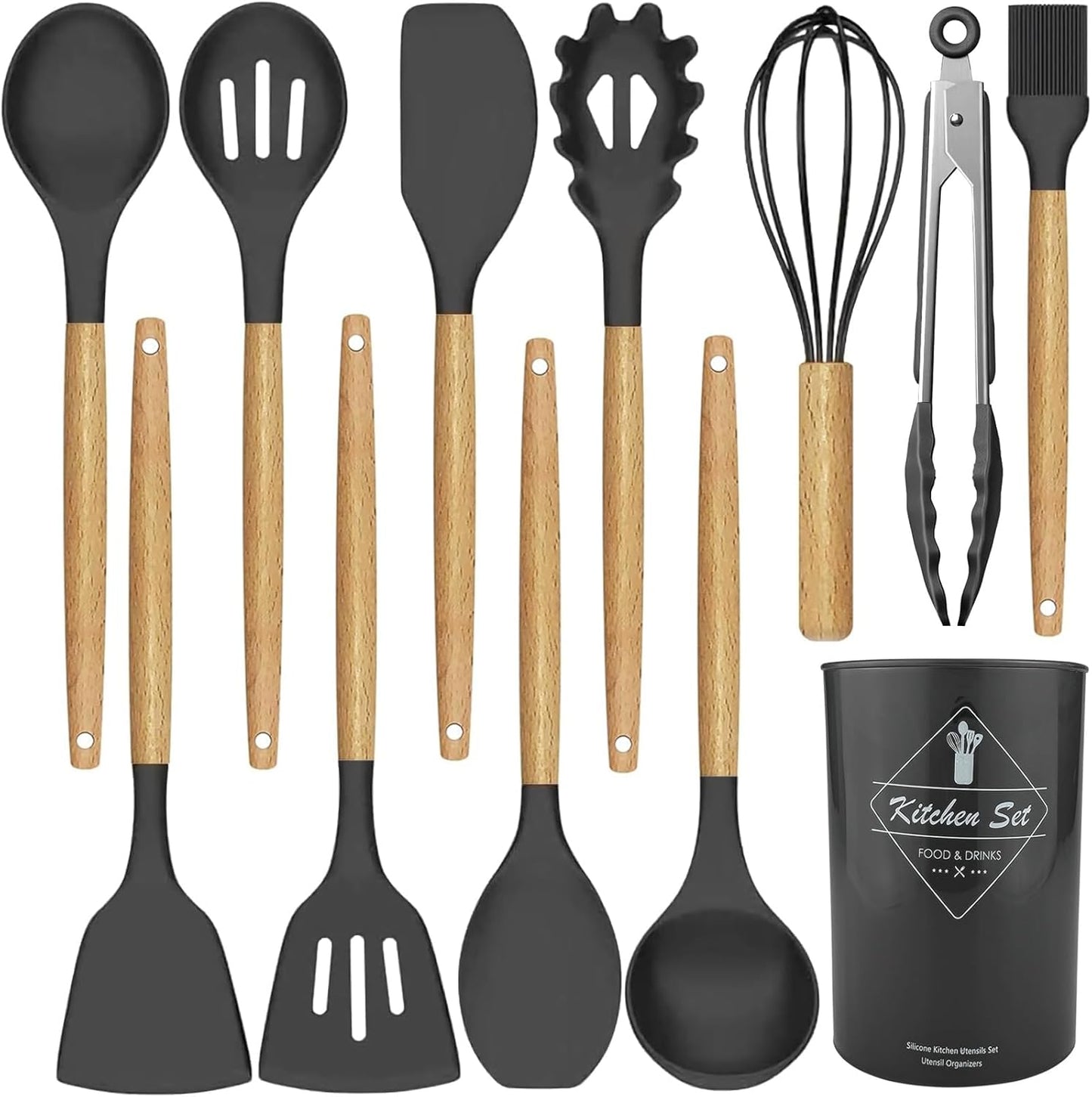 12 pcs Silicone Cooking Utensils Kitchen Set - High Quality Non-Stick Professional Cooking Tools Random Colors