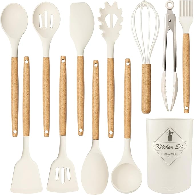 12 pcs Silicone Cooking Utensils Kitchen Set - High Quality Non-Stick Professional Cooking Tools Random Colors