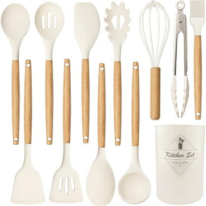 12 pcs Silicone Cooking Utensils Kitchen Set - High Quality Non-Stick Professional Cooking Tools Random Colors