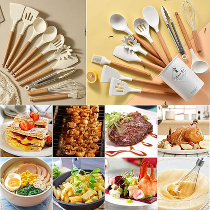 12 pcs Silicone Cooking Utensils Kitchen Set - High Quality Non-Stick Professional Cooking Tools Random Colors