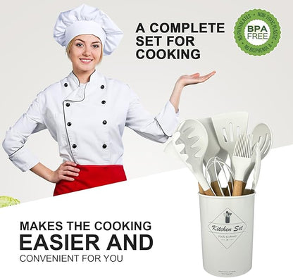 12 pcs Silicone Cooking Utensils Kitchen Set - High Quality Non-Stick Professional Cooking Tools Random Colors