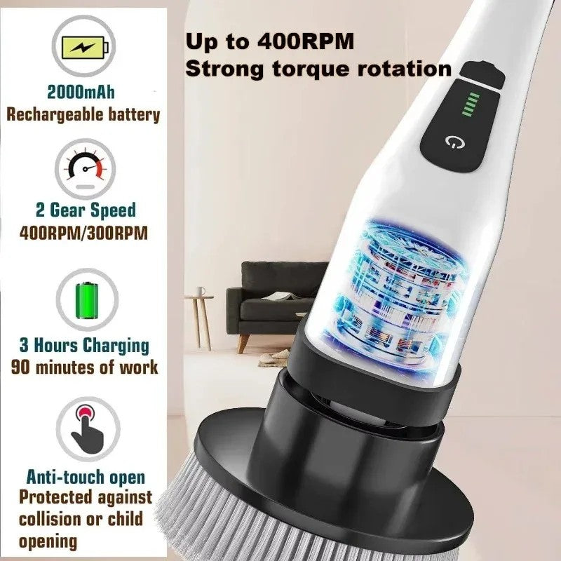 9-in-1 Cordless Electric Cleaning Brush – Multipurpose Deep Scrubber for Home & Bathroom