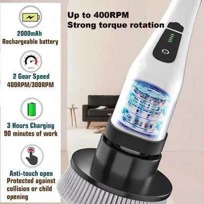 9-in-1 Cordless Electric Cleaning Brush – Multipurpose Deep Scrubber for Home & Bathroom