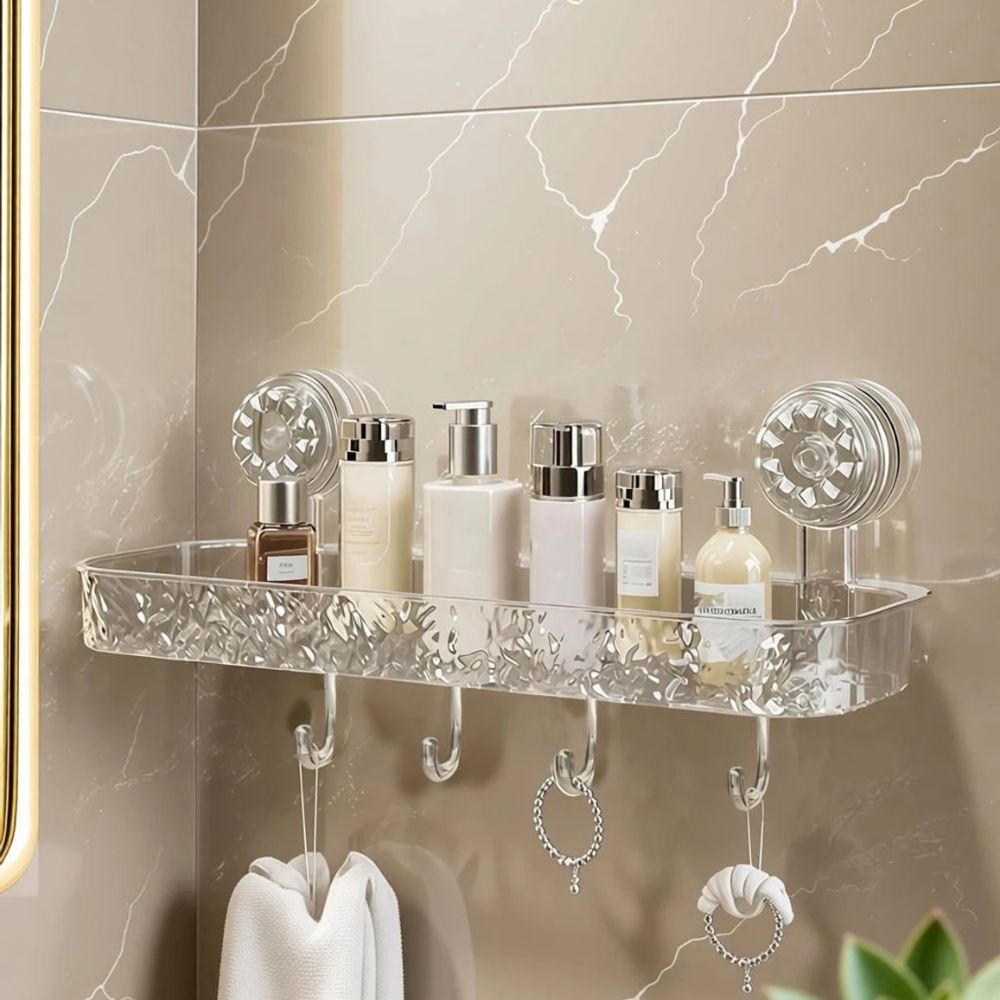 Drill-Free Acrylic Wall Shelf for Bathroom & Kitchen