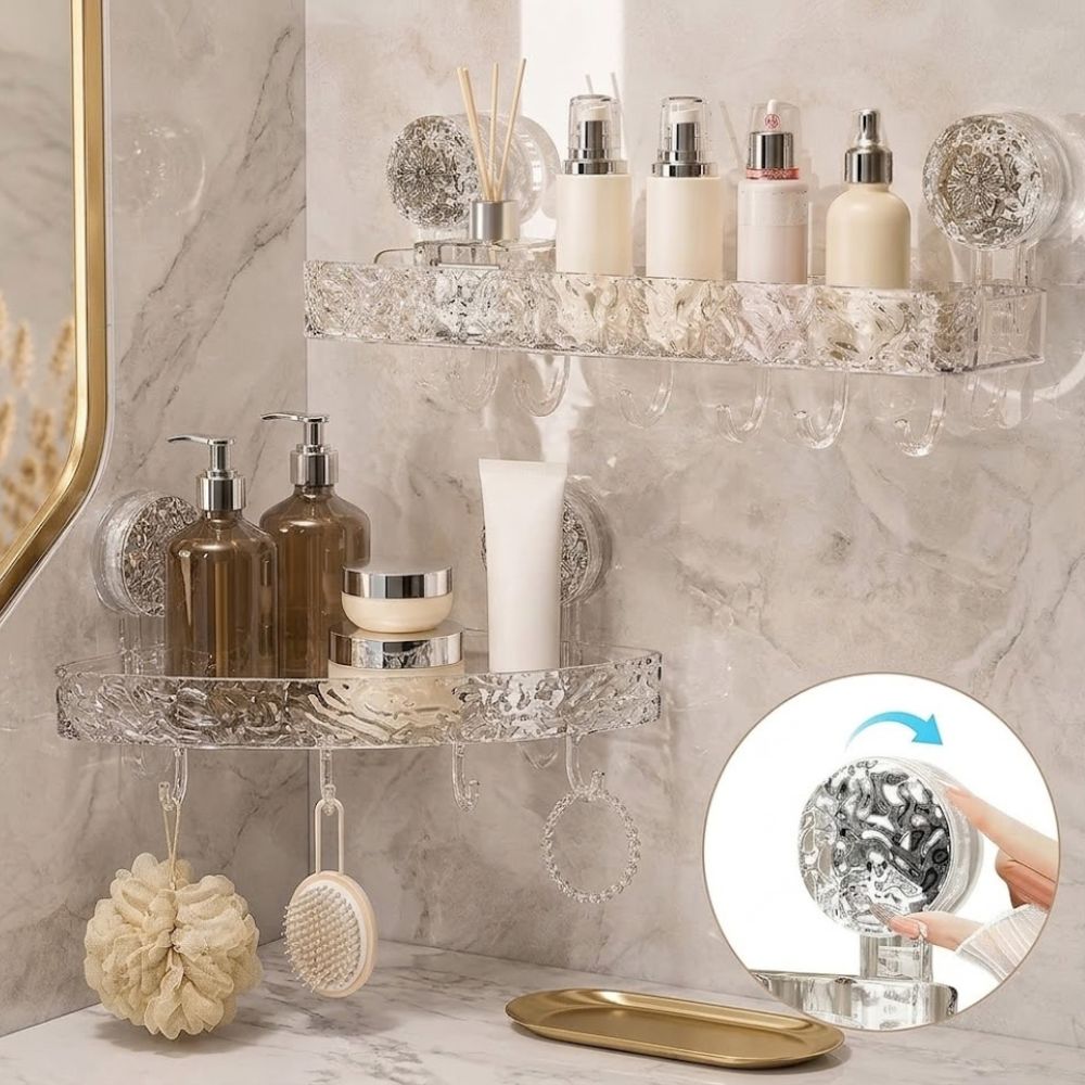 Drill-Free Acrylic Wall Shelf for Bathroom & Kitchen