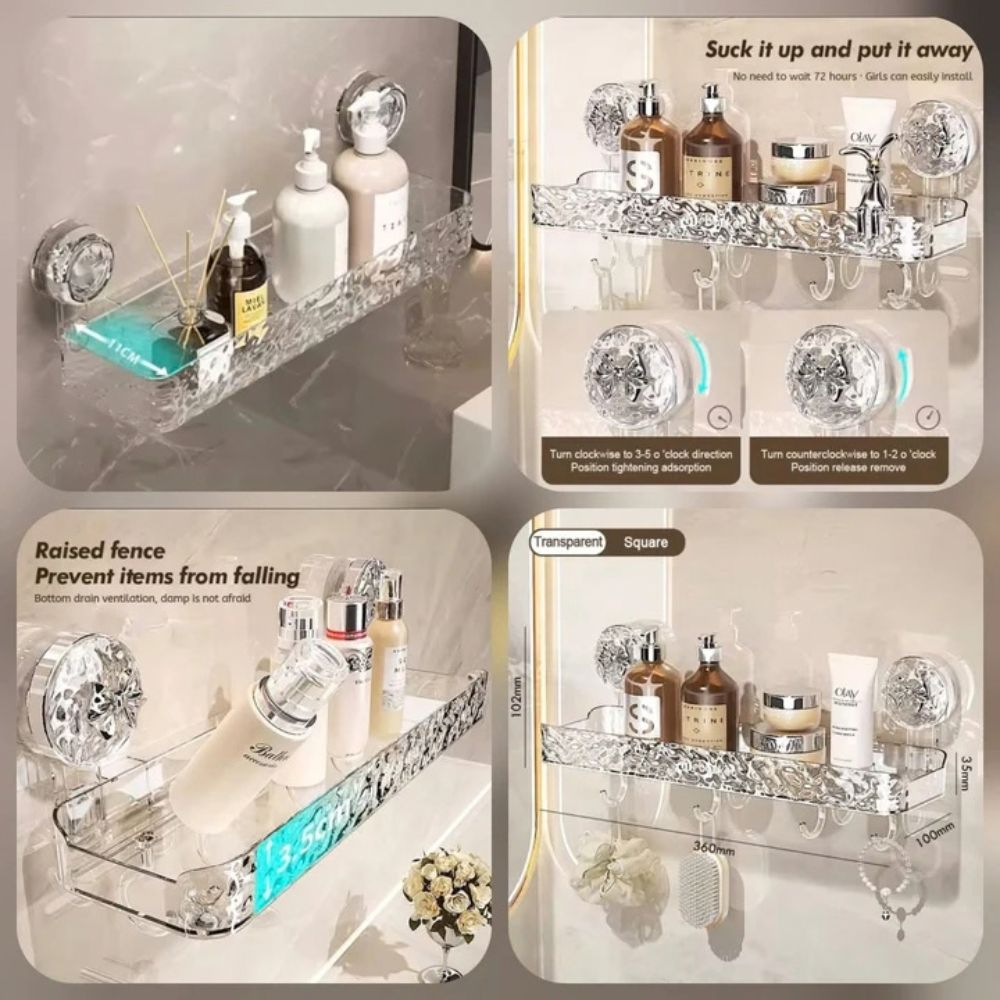 Drill-Free Acrylic Wall Shelf for Bathroom & Kitchen