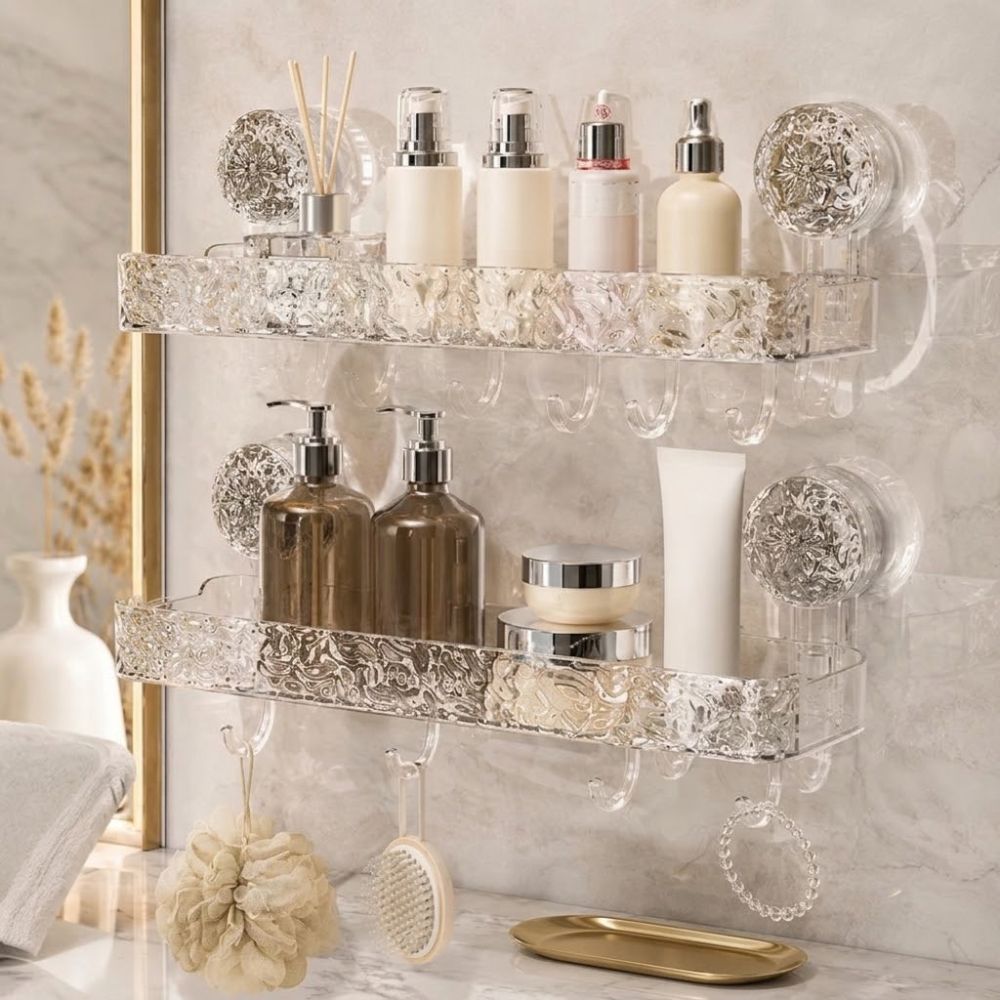 Drill-Free Acrylic Wall Shelf for Bathroom & Kitchen