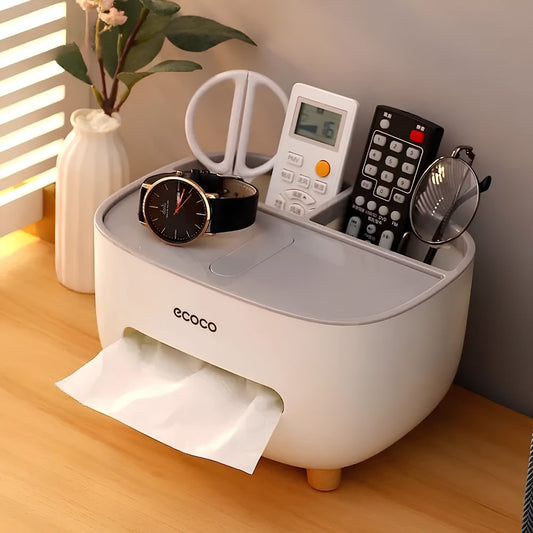 ECOCO Tissue Box – Modern Countertop Tissue Dispenser With Multifunctional Holder