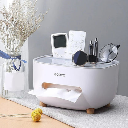 ECOCO Tissue Box – Modern Countertop Tissue Dispenser With Multifunctional Holder