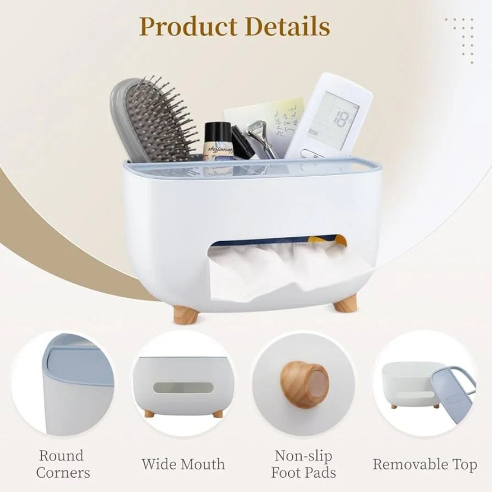 ECOCO Tissue Box – Modern Countertop Tissue Dispenser With Multifunctional Holder