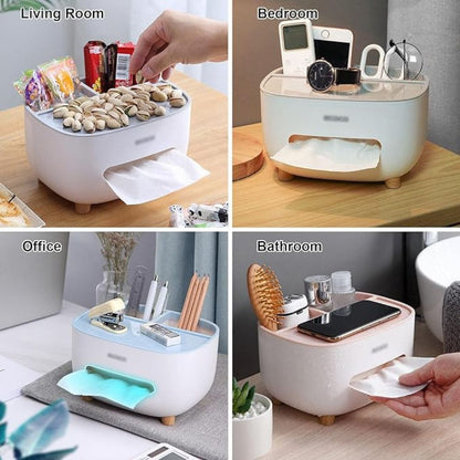 ECOCO Tissue Box – Modern Countertop Tissue Dispenser With Multifunctional Holder