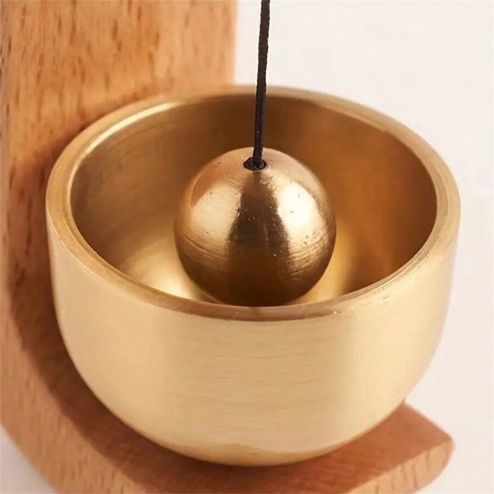 Wooden Magnetic Door Chime: Brass Bell Shopkeeper’s Bell That Rings When the Door Opens