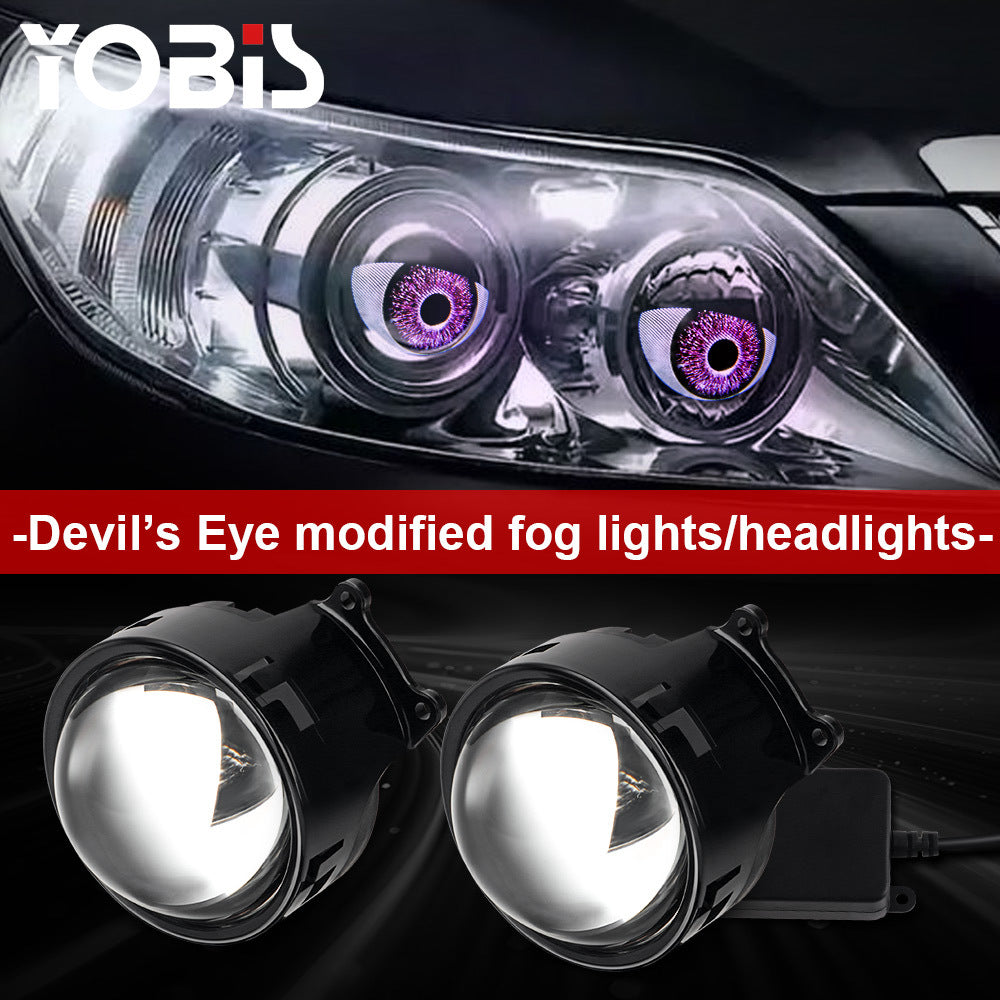 3" Car Devil Eyes Lens Lights — Dynamic Demon Red Eye Headlight Assembly