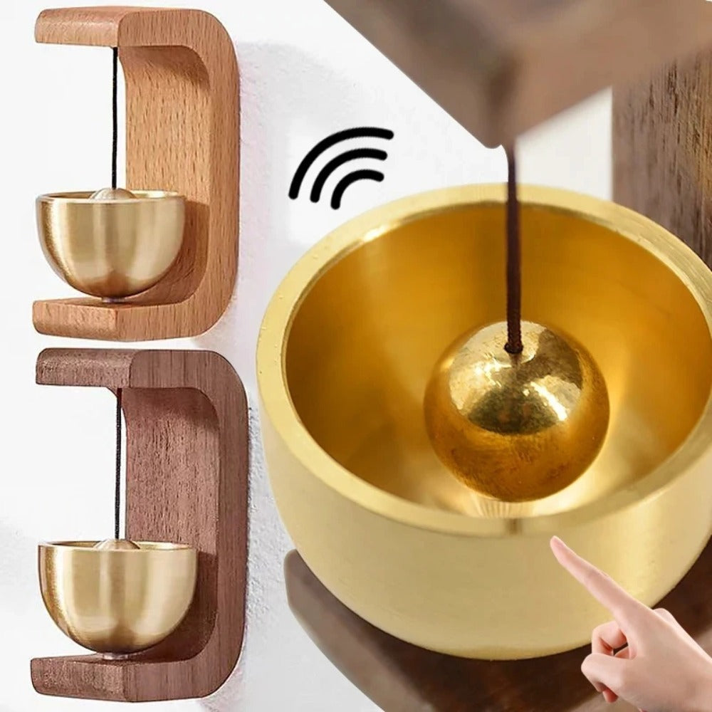Wooden Magnetic Door Chime: Brass Bell Shopkeeper’s Bell That Rings When the Door Opens