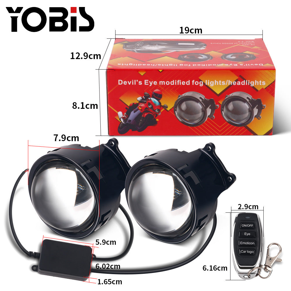 3" Car Devil Eyes Lens Lights — Dynamic Demon Red Eye Headlight Assembly
