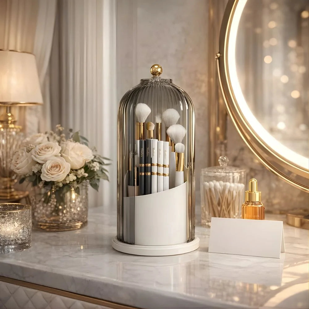 Luxury Acrylic Rotating Brush Organizer – Holder for Your Tooth Brush, Makeup Brush Multi-purpose