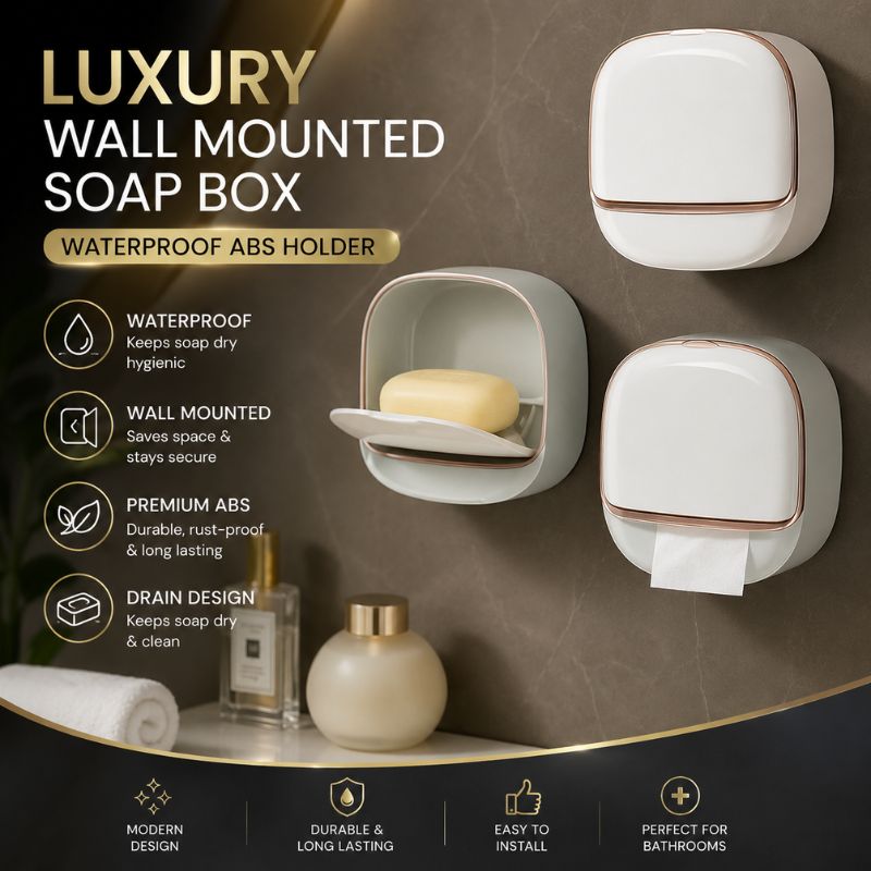 Luxury Wall Mounted Soap Holder – Waterproof ABS Box