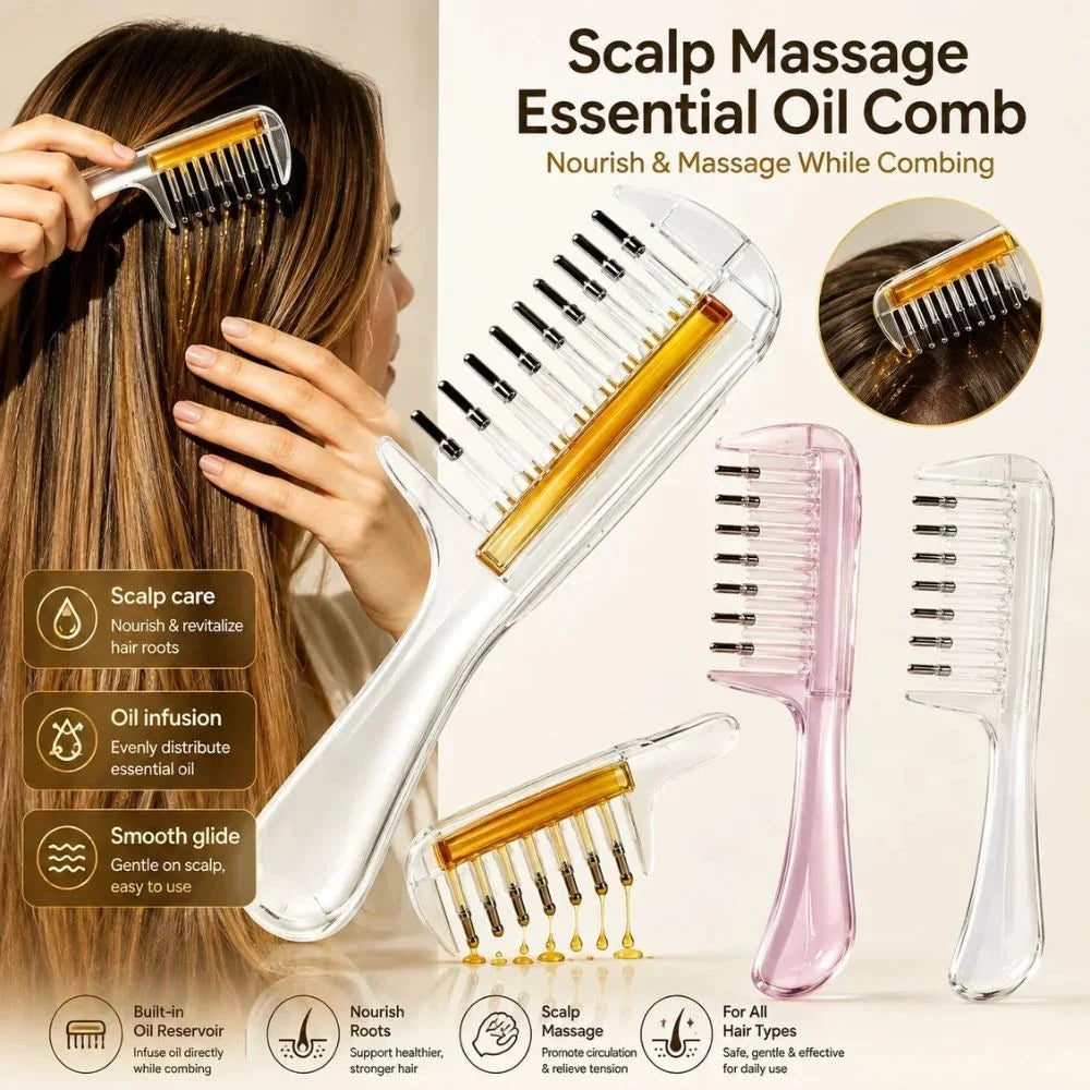 Transparent Scalp Massaging Oil Applicator Comb