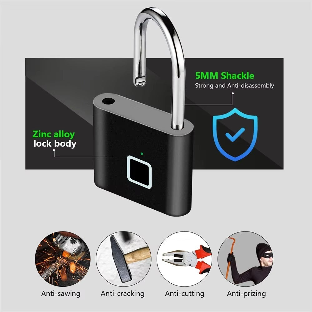 Smart Fingerprint Padlock: Keyless, USB Rechargeable, Water-Resistant Anti-Theft Lock