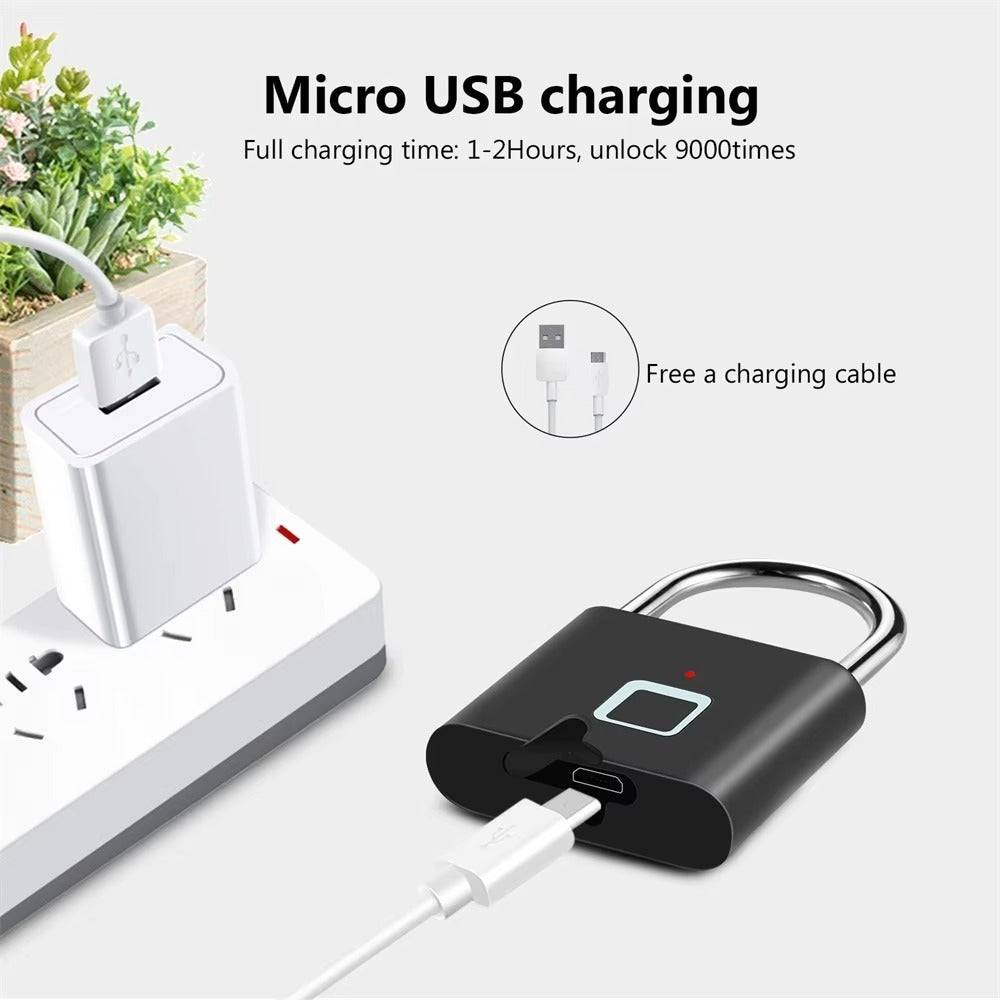 Smart Fingerprint Padlock: Keyless, USB Rechargeable, Water-Resistant Anti-Theft Lock