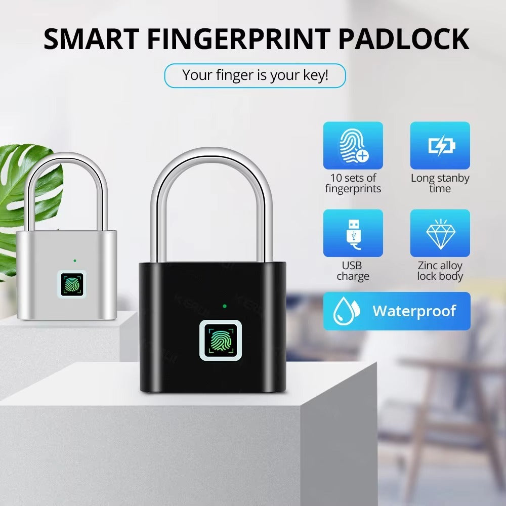Smart Fingerprint Padlock: Keyless, USB Rechargeable, Water-Resistant Anti-Theft Lock