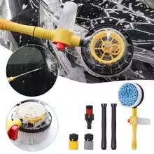 360° Rotating Car Wash Brush Kit: Water-Powered Spin, Built-in Soap Dispenser, Long Handle