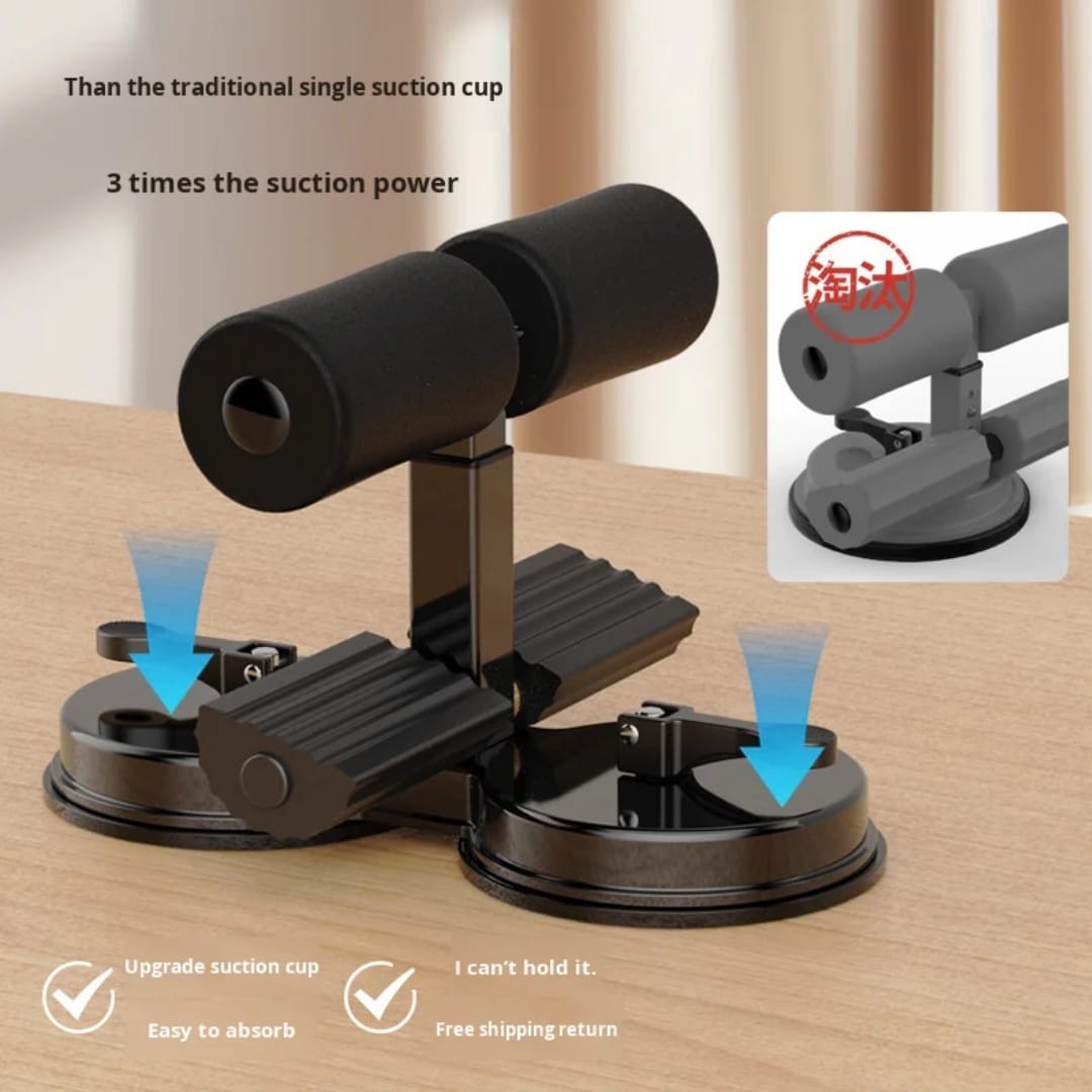 Sit-Up Assistant Bar with Resistance Band: Dual Suction Cup Core Trainer for Home Workouts
