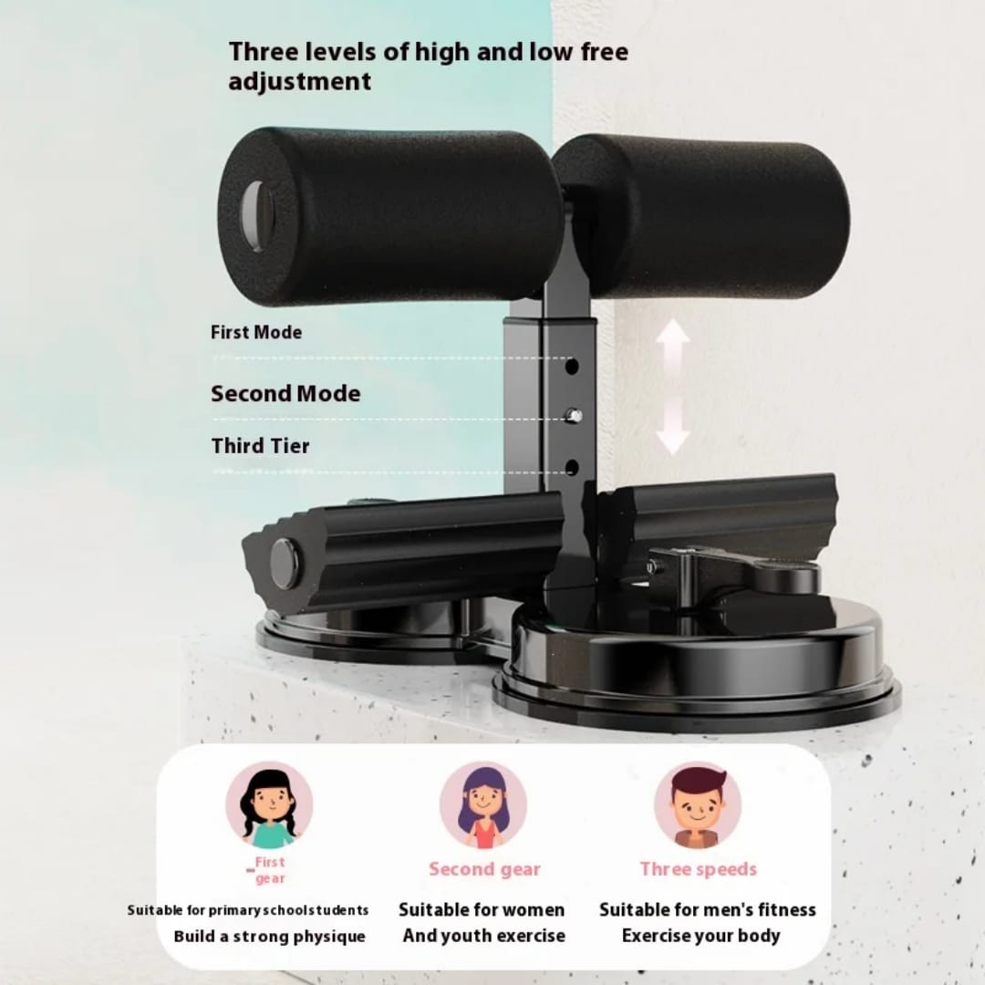 Sit-Up Assistant Bar with Resistance Band: Dual Suction Cup Core Trainer for Home Workouts