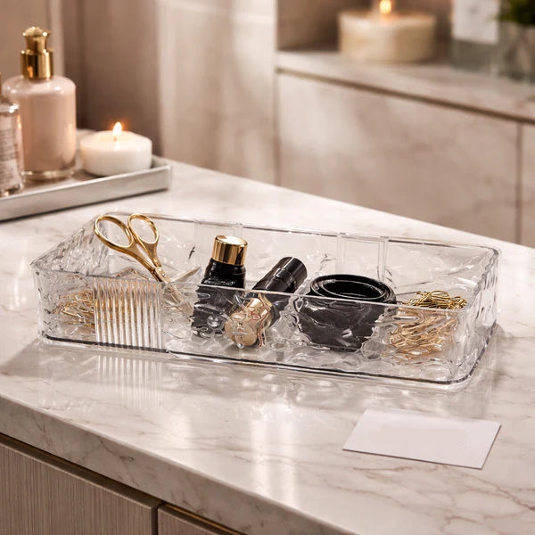 Clear Adhesive Wall-Mounted Acrylic Storage Shelf with Hooks for Bathroom & Kitchen Organization