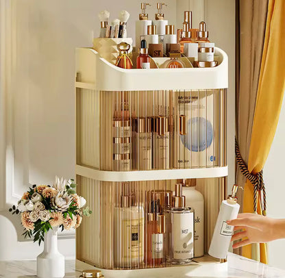 Desktop Double-Layer Dustproof Cosmetic Organizer – Elegant Makeup Storage Box