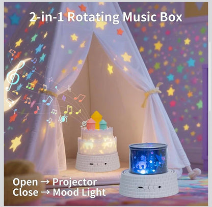 Kids Dream Castle Star Projector Night Lamp with Bluetooth – Luxury Bedtime Night Light