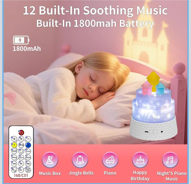 Kids Dream Castle Star Projector Night Lamp with Bluetooth – Luxury Bedtime Night Light