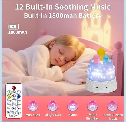 Kids Dream Castle Star Projector Night Lamp with Bluetooth – Luxury Bedtime Night Light