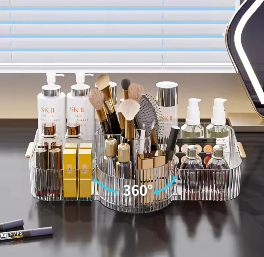 Large Capacity Rotating Cosmetic Organizer – Spacious Makeup Storage & Display Rack