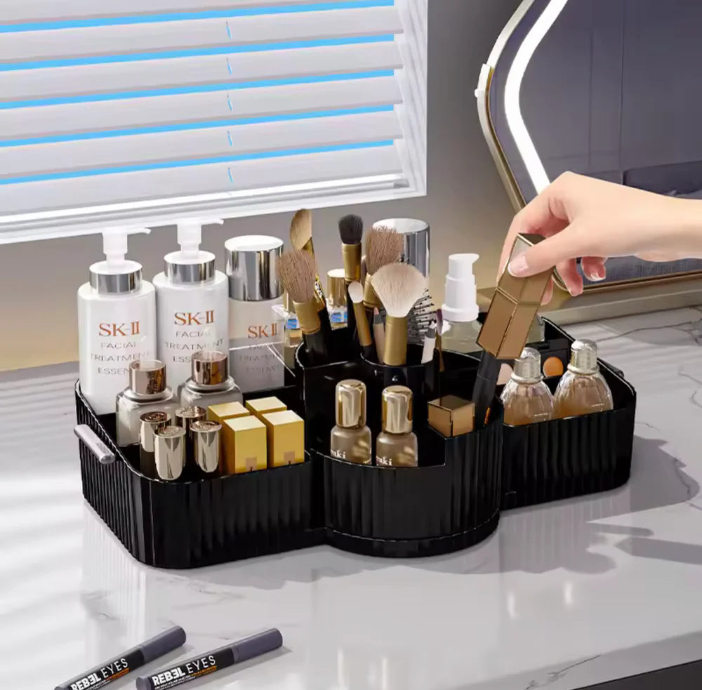 Large Capacity Rotating Cosmetic Organizer – Spacious Makeup Storage & Display Rack