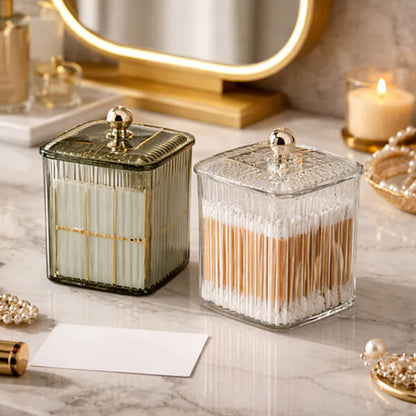Luxury Acrylic Ribbed Storage Jar with Lid – Multi-Use Organizer (1 Piece)