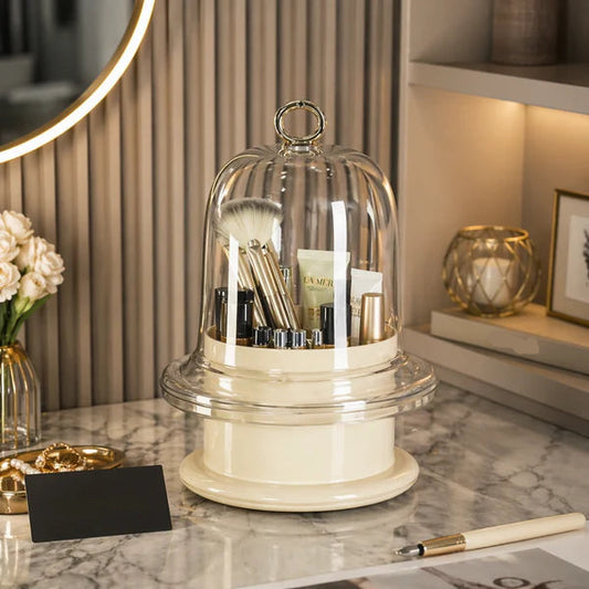 Luxury Glass Dome Makeup Organizer – Premium Vanity Storage & Display Case