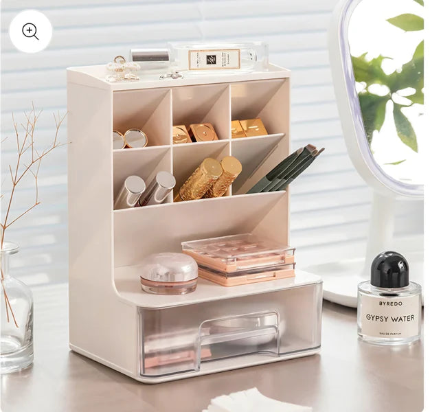 Luxury Multi-Compartment Makeup & Jewelry Organizer with Drawer – Stylish Storage Solution